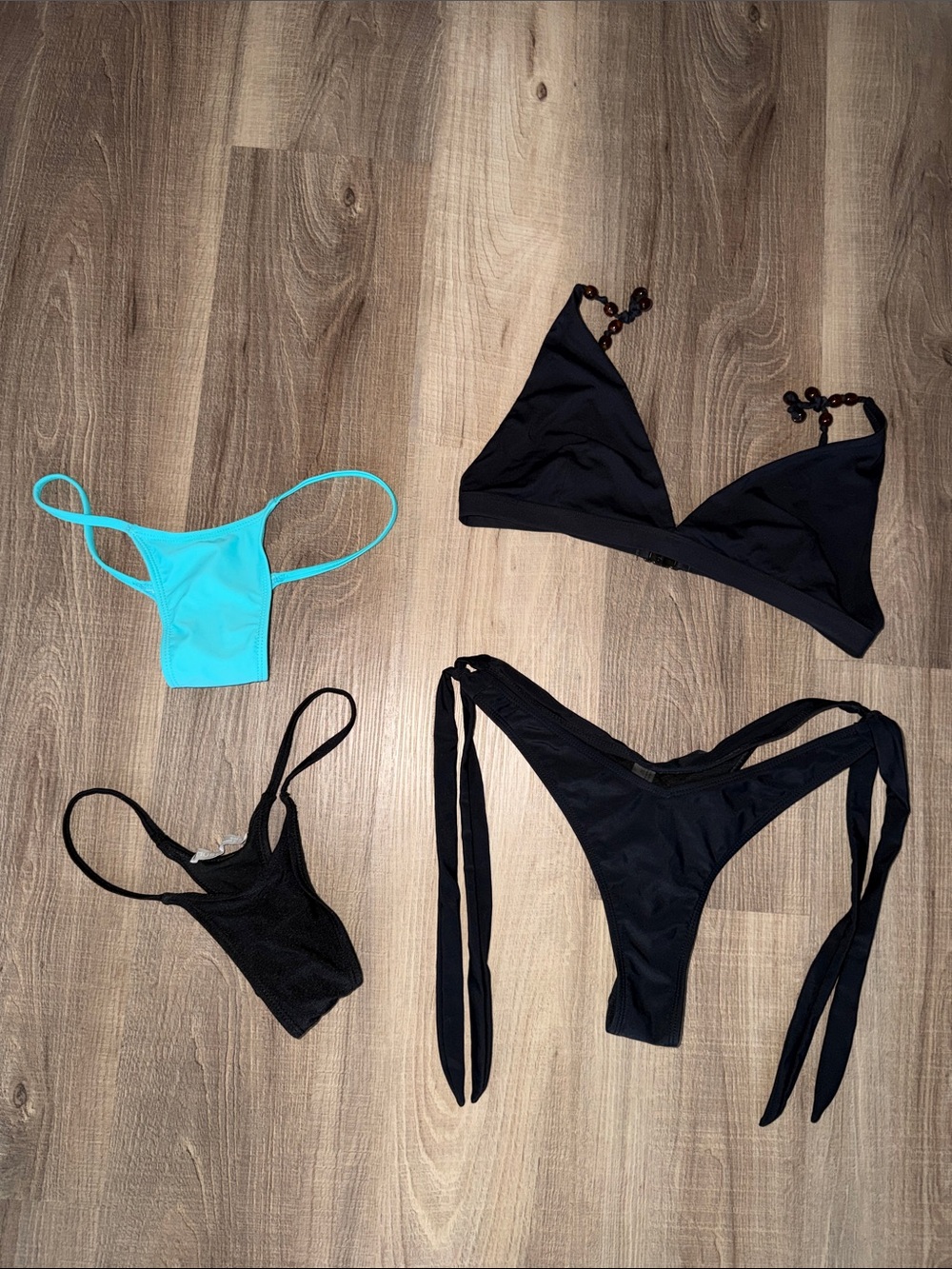 🖤 BUNDLE OF 3 swim bottoms & 1 ZARA top - Medium Black Turquoise 🖤🩵